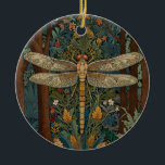 Vintage dragonfly design romantic boho botanical  ceramic ornament<br><div class="desc">Immerse yourself in the enchanting allure of this elegant boho bohemian dragonfly artwork, where nature's elegance meets timeless artistry. Set against a lush forest backdrop, this exquisite piece captures the serene beauty of a lush woodland, rich with intricate details of flora and towering trees. The dragonfly, adorned with delicate, wistful...</div>