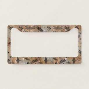 Vintage Dragonfly Distressed Entomology Pattern License Plate Frame