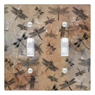 Vintage Dragonfly Distressed Entomology Pattern Light Switch Cover