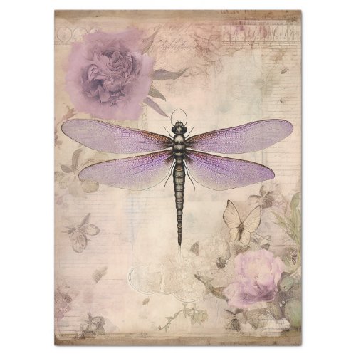Vintage Dragonfly Ephemera Decoupage Tissue Paper