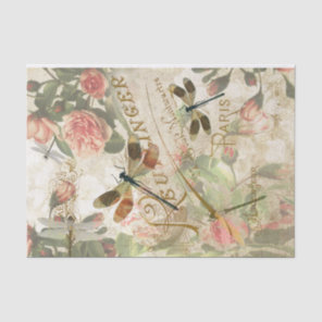 Vintage Dragonfly Ephemera Decoupage Tissue Paper