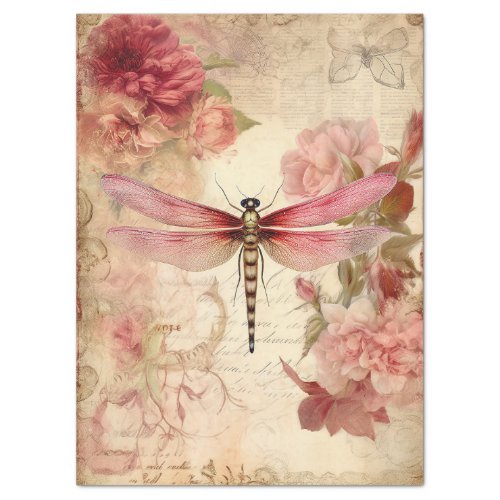 Vintage Dragonfly Ephemera Decoupage Tissue Paper