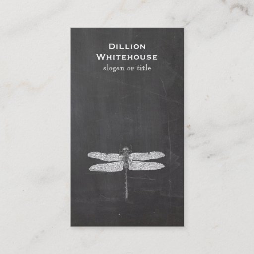 Customizable Dragonfly Vintage Etching Grunge Look Black Business Cards