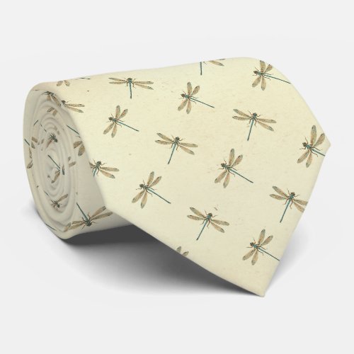 Vintage Dragonfly Floral Neck Tie