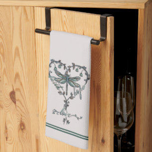 Vintage Dragonfly Heart Faith Hope Love Kitchen Towel
