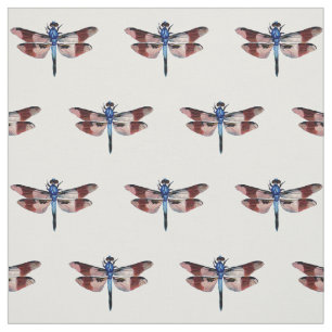 Vintage Dragonfly Illustration Colorful Fabric