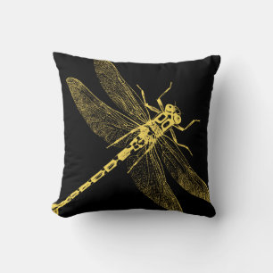 Vintage Dragonfly Illustration II Throw Pillow