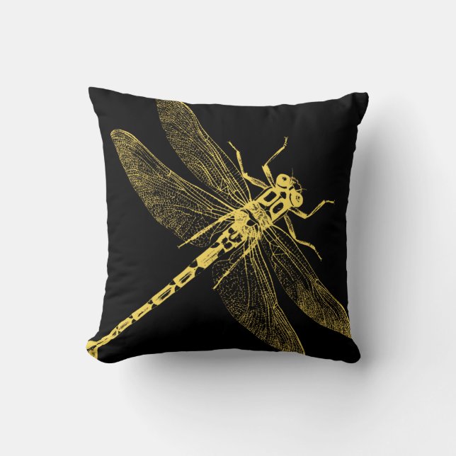Vintage Dragonfly Illustration II Throw Pillow (Front)
