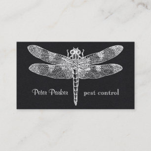 Vintage Dragonfly Illustration on Flannel Business Card