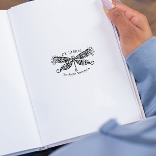 Vintage Dragonfly, Library Ex Libris Rubber Stamp
