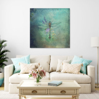 Vintage Dragonfly Mixed Media Canvas Wall Art