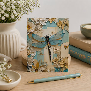 Vintage Dragonfly Mixed Media Postcard