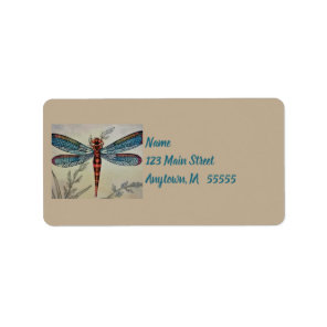 Vintage Dragonfly No. 1 and Grass Watercolor Art Label