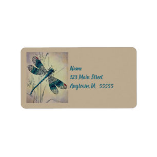 Vintage Dragonfly No. 2 and Grass Watercolor Art Label