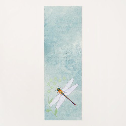 Vintage Dragonfly on Faded Floral Background Yoga Mat