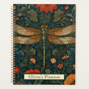 Vintage dragonfly orange floral greenery boho chic planner