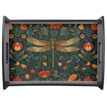 Vintage dragonfly orange floral greenery boho chic