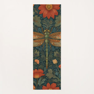 Vintage dragonfly orange floral greenery boho chic yoga mat