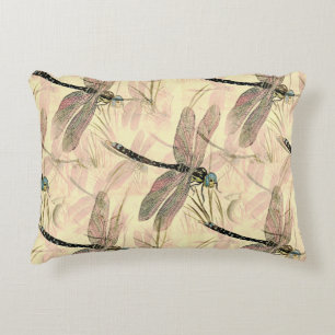 Vintage Dragonfly Print  Accent Pillow