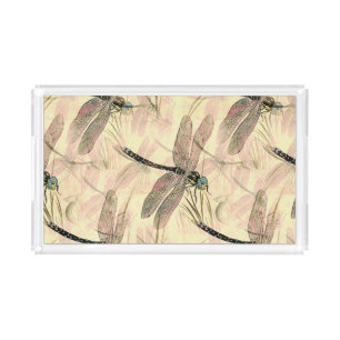 Vintage Dragonfly Print Acrylic Tray