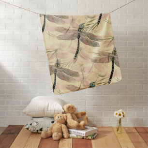 Vintage Dragonfly Print  Baby Blanket