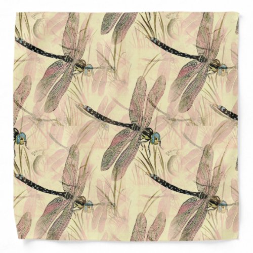 Vintage Dragonfly Print  Bandana