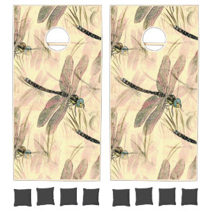 Vintage Dragonfly Print Cornhole Set