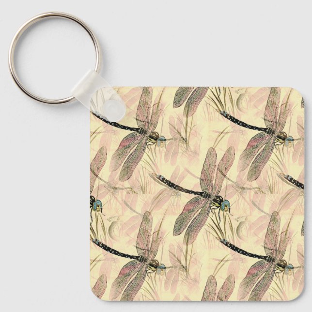 Vintage Dragonfly Print  Keychain (Front)