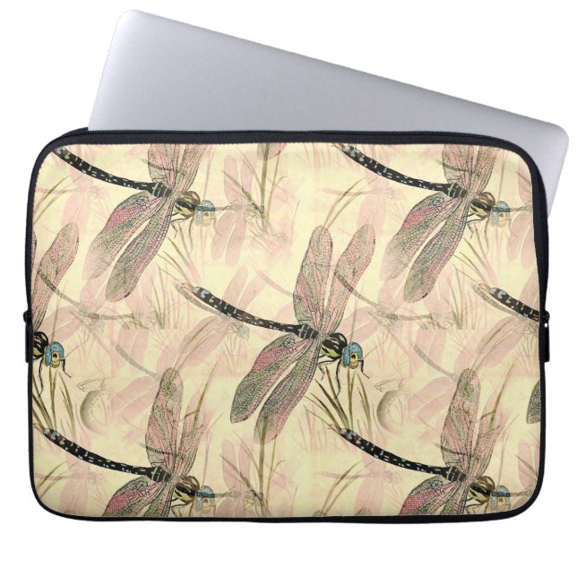 Vintage Dragonfly Print  Laptop Sleeve (Front)