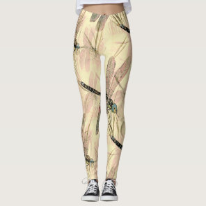 Vintage Dragonfly Print  Leggings