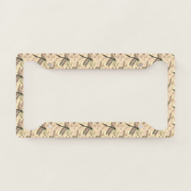 Vintage Dragonfly Print  License Plate Frame (Front)