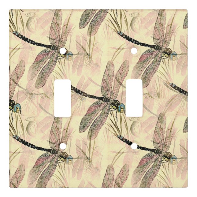 Vintage Dragonfly Print  Light Switch Cover (Front)