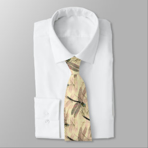 Vintage Dragonfly Print Neck Tie