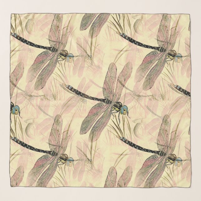 Vintage Dragonfly Print  Scarf (Front)