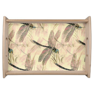 Vintage Dragonfly Print Serving Tray