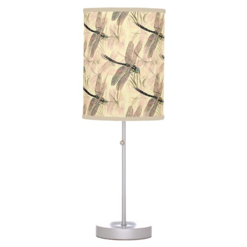 Vintage Dragonfly Print  Table Lamp