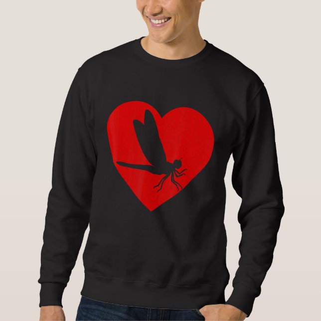 Vintage Dragonfly Red Heart Animal   Valentines Da Sweatshirt (Front)