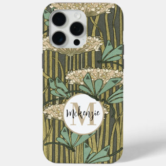 Vintage Dragonfly Reed Monogram Art Deco iPhone 15 Pro Max Case