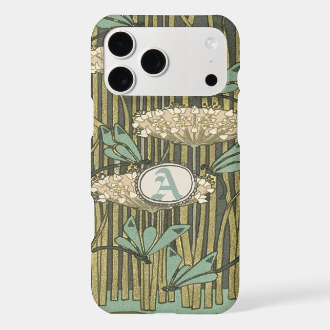 Vintage Dragonfly Reed Monogram iPhone Case (Back)