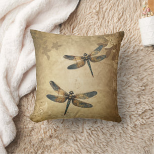 Vintage Dragonfly Throw Pillow