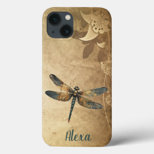Vintage Dragonfly with Custom Name/Monogram iPhone 13 Case