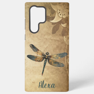 Vintage Dragonfly with Custom Name/Monogram Samsung Galaxy S22 Ultra Case