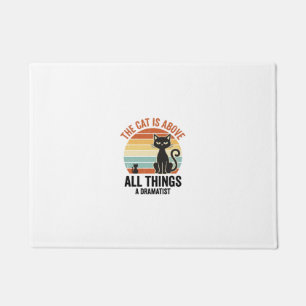 Vintage Dramatic Cat Humor Shirt Design_1 Doormat