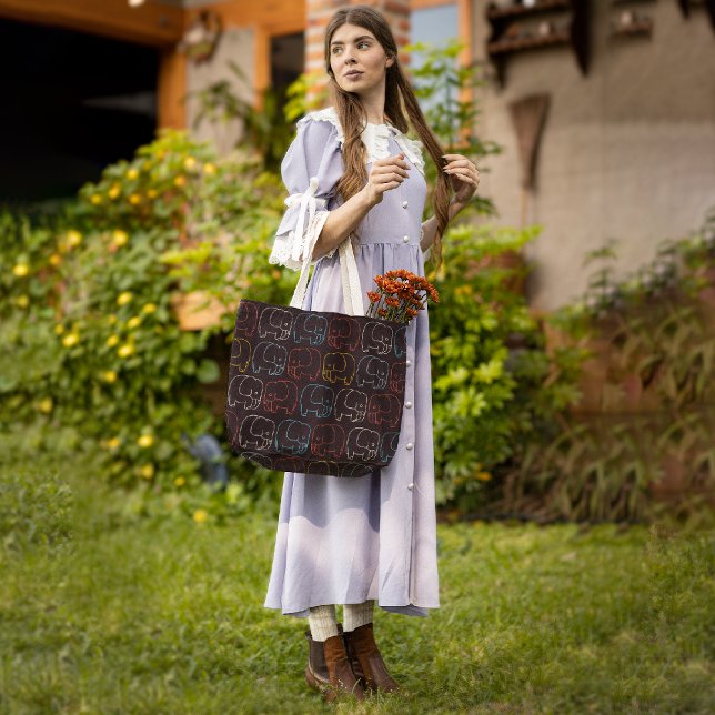Vintage draw elephants tote bag (Creator Uploaded)