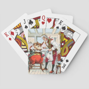 Vintage Drawing: Barber Shave a Pig Poker Cards
