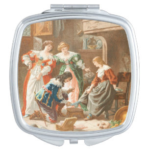 Vintage Drawing: Cinderella and the Glass Slipper Mirror For Makeup