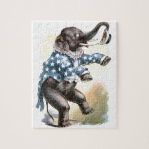 Vintage Drawing: Circus Elephant Jigsaw Puzzle