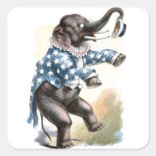 Vintage Drawing: Circus Elephant Square Sticker