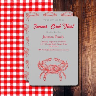 Vintage Drawing  -   Crab  Boil Invitation