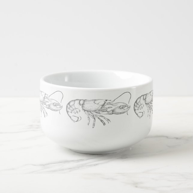 Vintage drawing   lobster  soup mug (Front)
